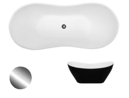 Vonia Besco Viya Matt Black&White su chromo spalvos sifonu, 160 cm - 3