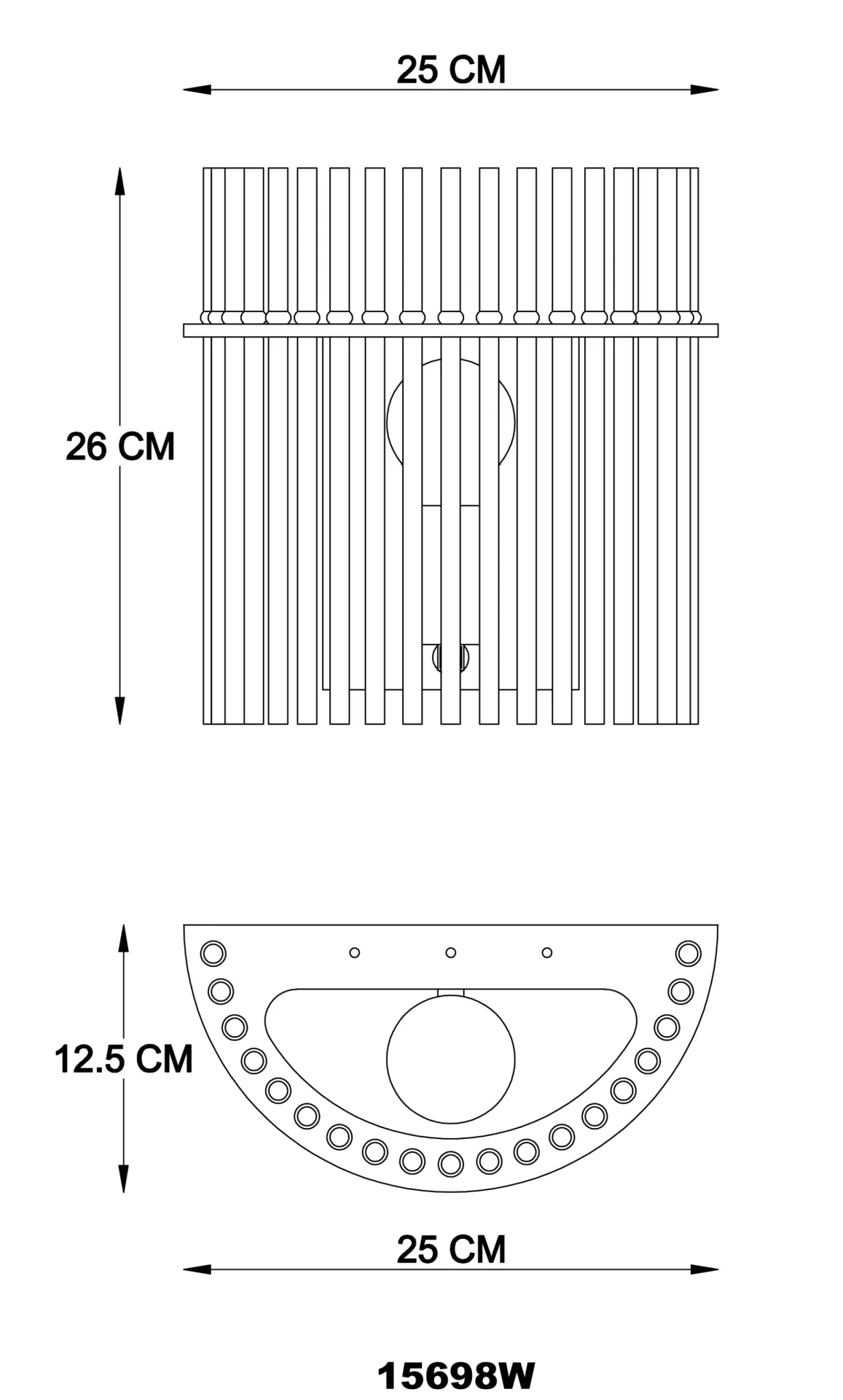 Sieninis šviestuvas GLOBO GORLEY, 1 x E27, 60W, metalas/stiklas, juodos sp., 25x26x12,5cm - 5