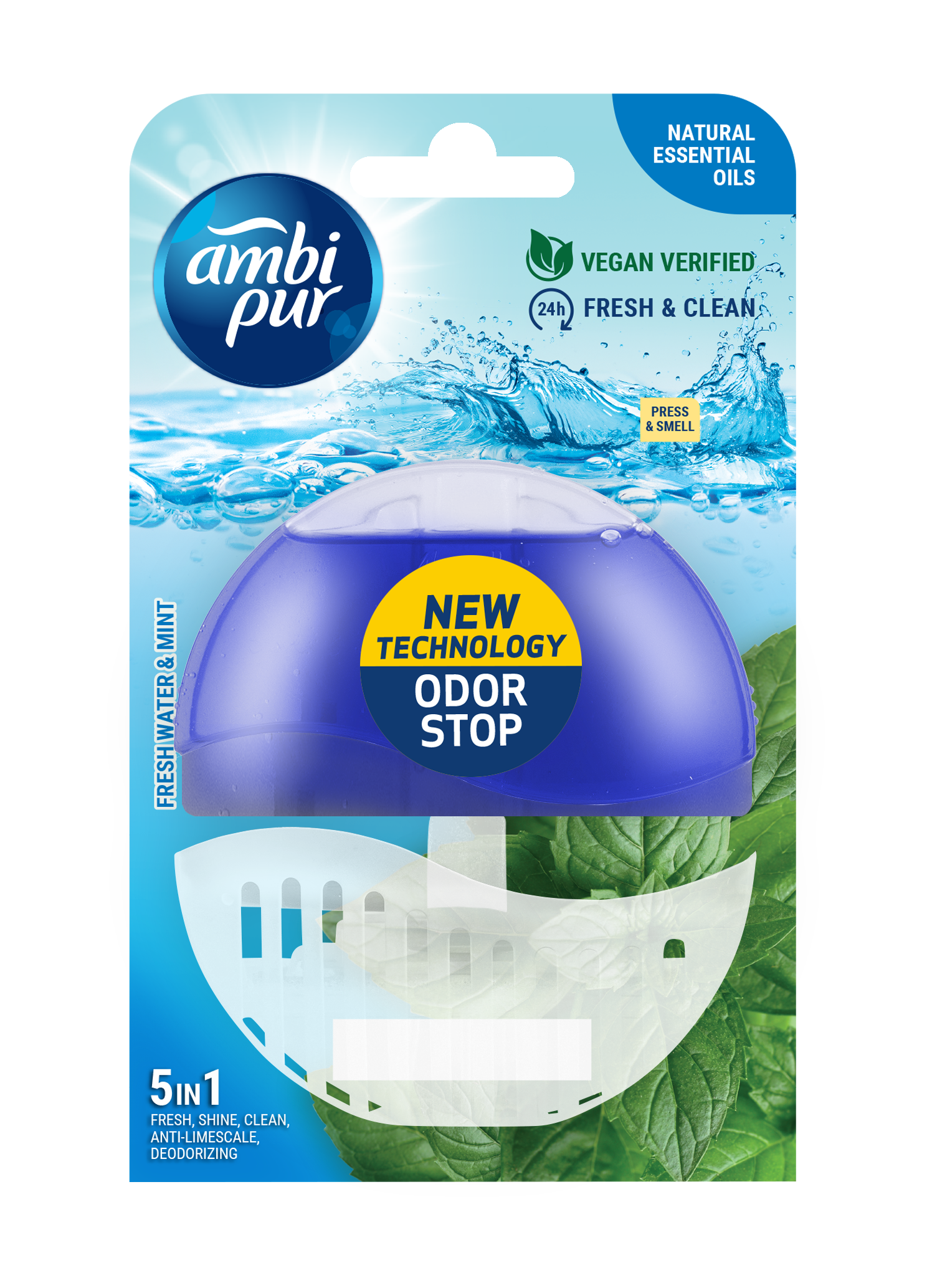 WC valiklis-gaiviklis AMBIPUR Fresh Water & Mint, 55 ml