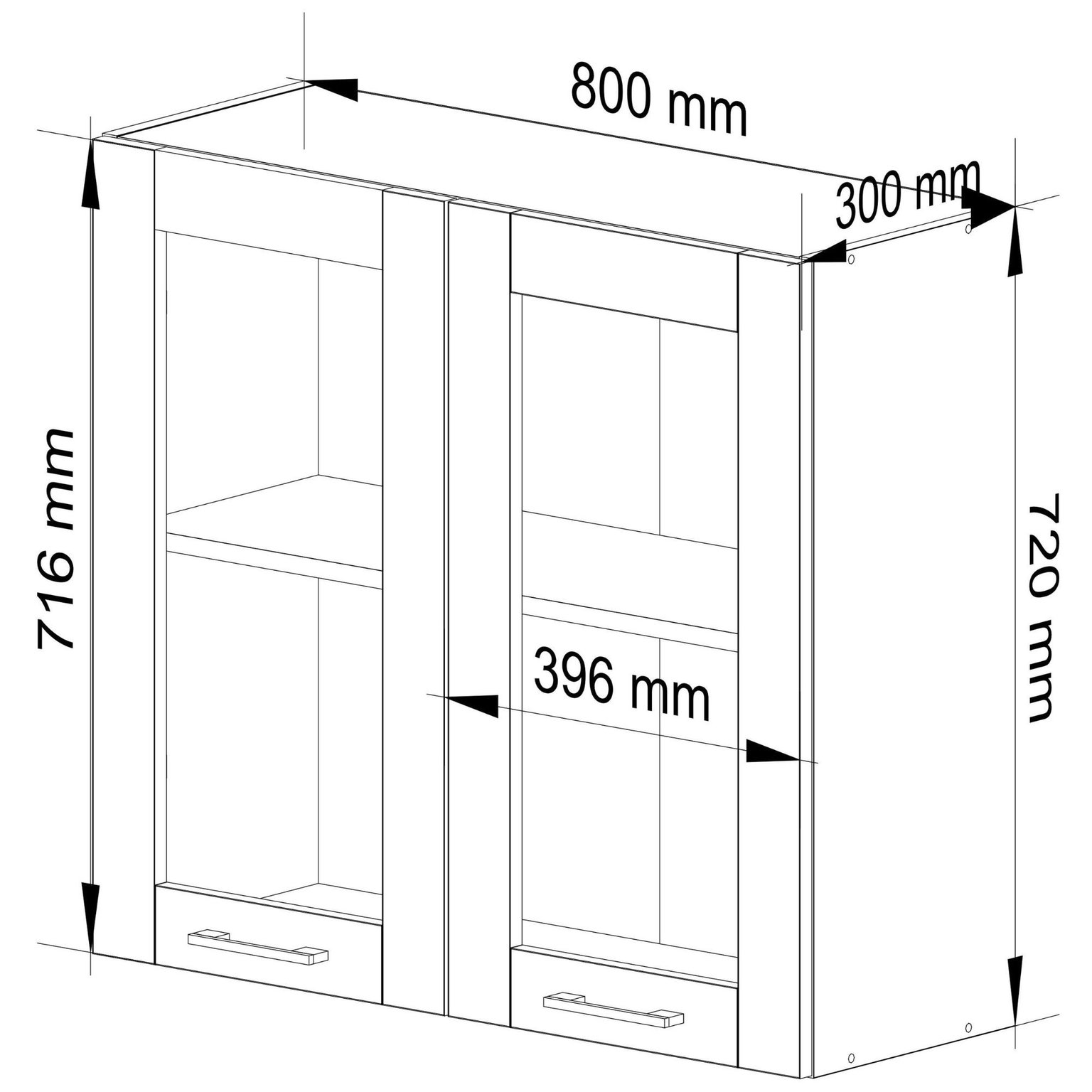 Pakabinama virtuvės spintelė OLIVIA W80, H72 cm, balta - 3