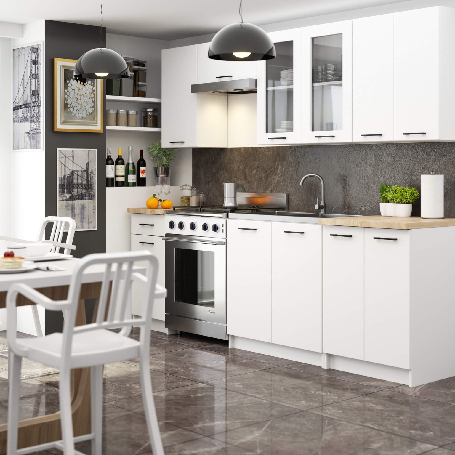 Pakabinama virtuvės spintelė OLIVIA W80, H72 cm, balta - 7