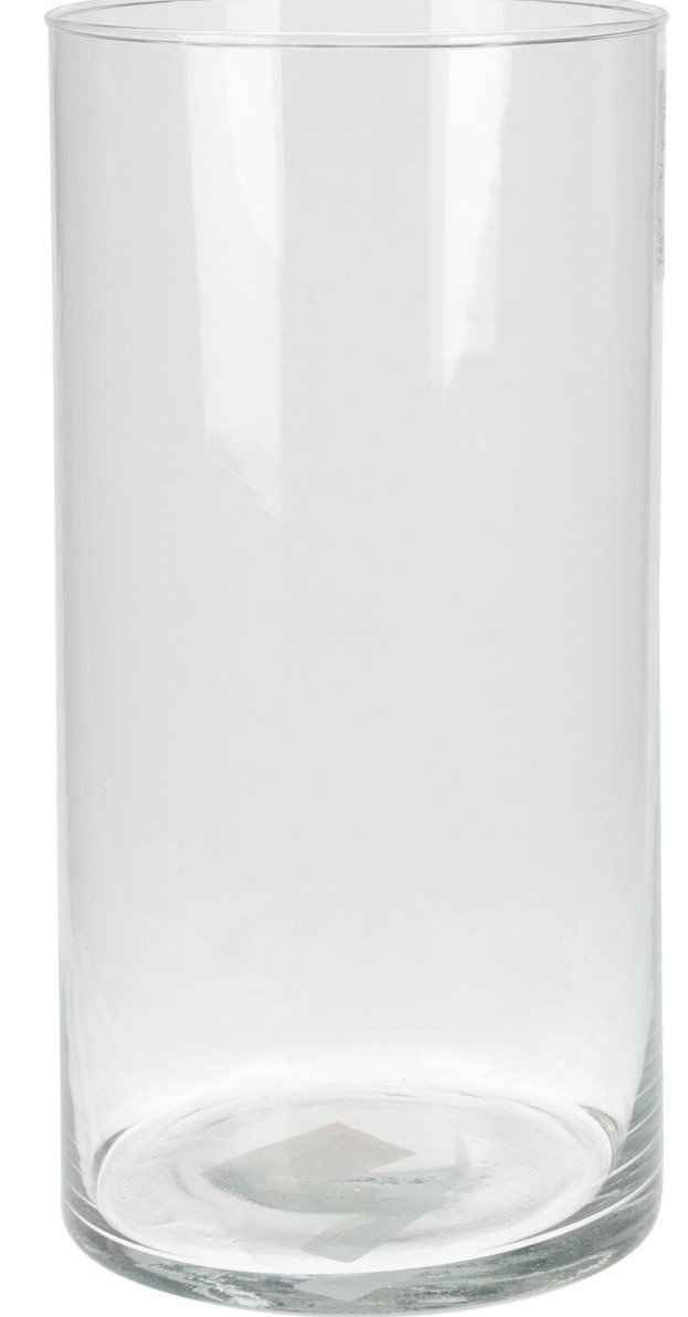 Stiklinė vaza, cilindro formos, perdirbto stiklo, 15 x 30 cm