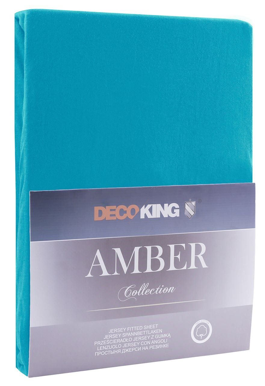 Jersey paklodė su guma Decoking AMBER Blue, 200x200 cm - 1