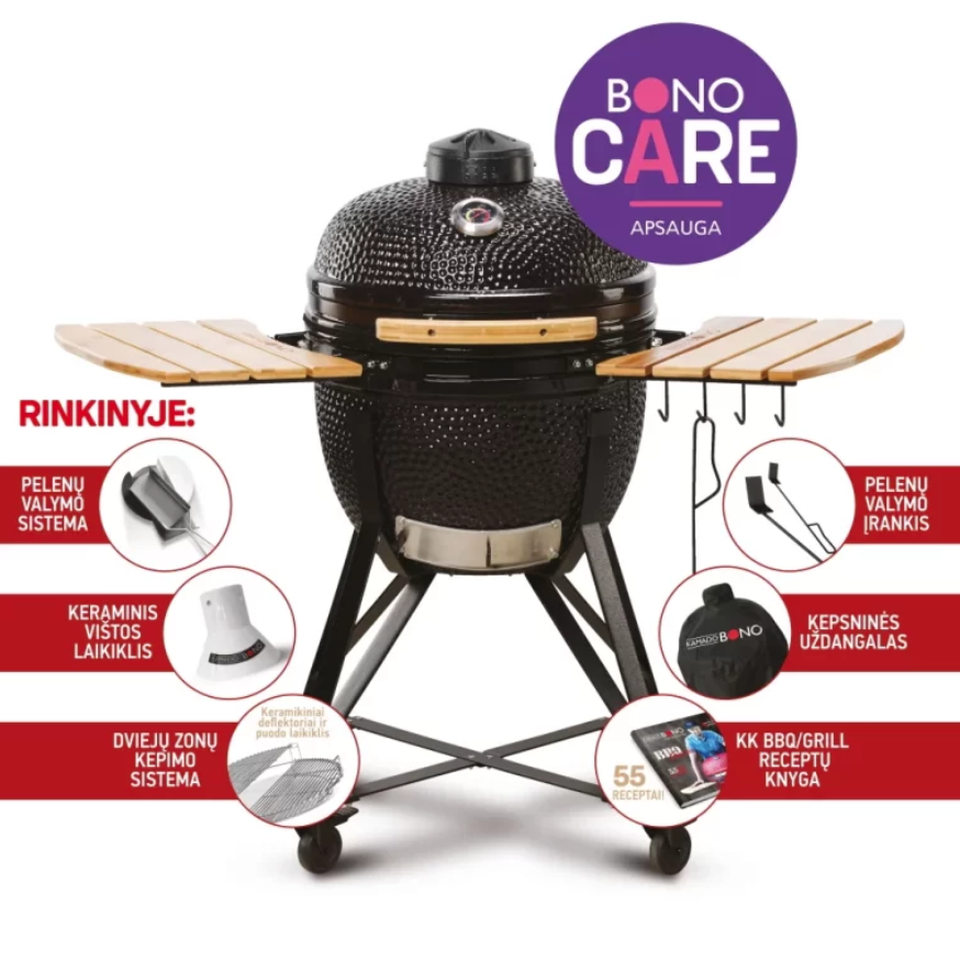 Keraminė kepsninė KAMADO BONO MEDIA, 20", 52 cm, juodos sp. - 5