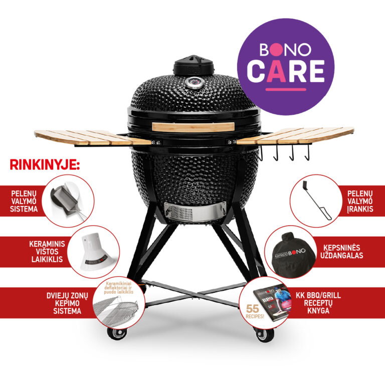Keraminė kepsninė KAMADO BONO MEDIA, 20", 52 cm, juodos sp.-0