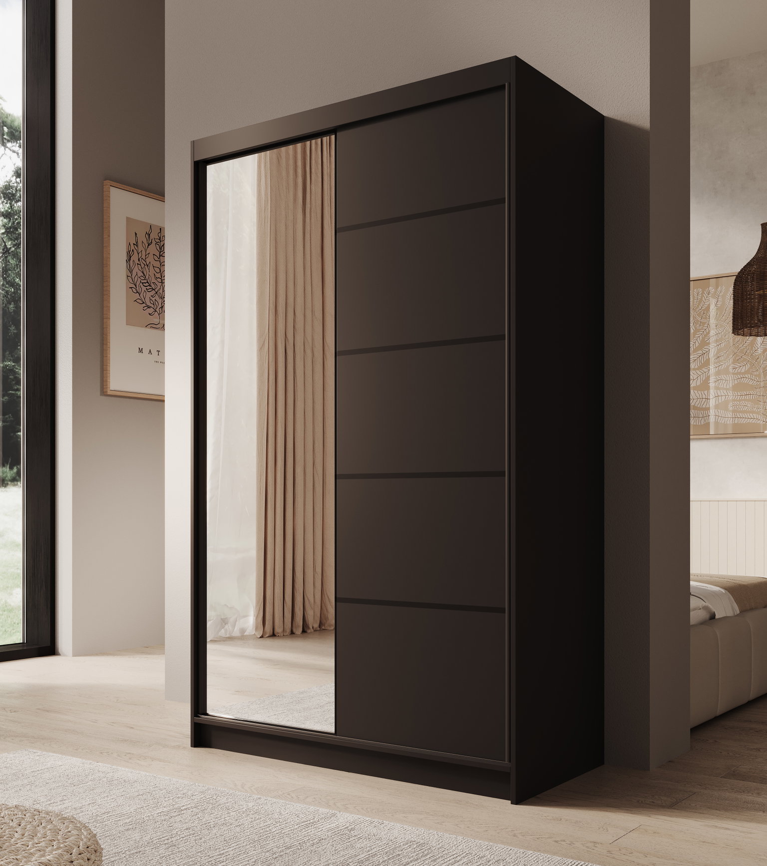 Spinta ADRK Castello, juoda sp., 120 cm x 58 cm x 200 cm, su veidrodžiu-1