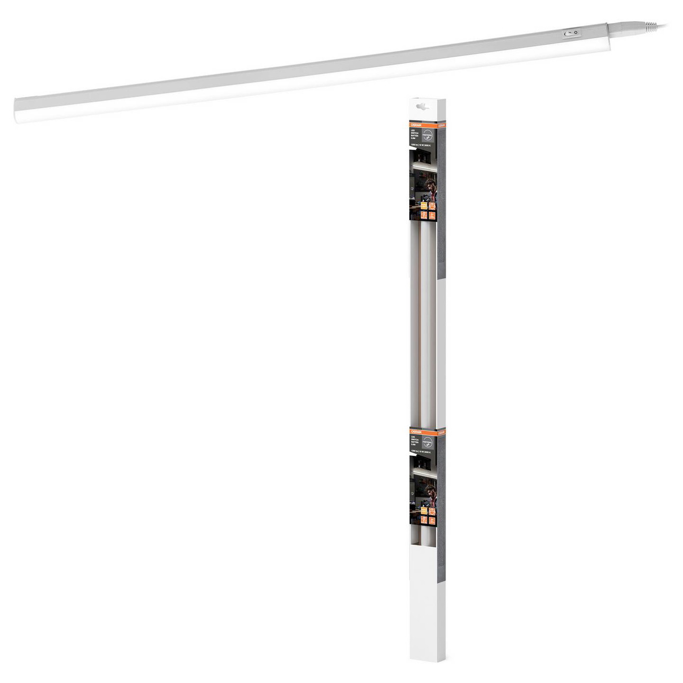 Visuomeninis LED šviestuvas OSRAM SWITCH BATTEN, 10W, 3000K, 1100lm, su jungikliu, 90 cm-1