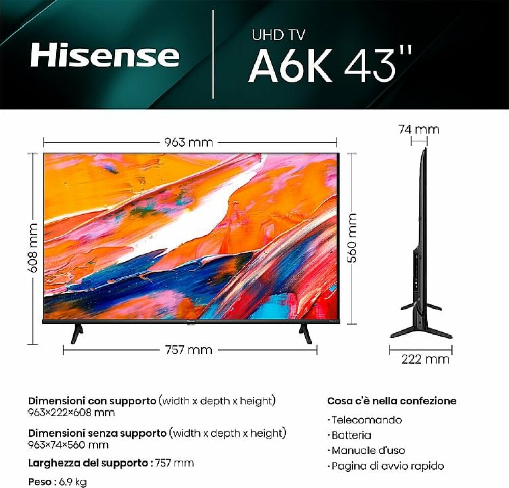 Televizorius HISENSE 43A6K - ermitazas.lt