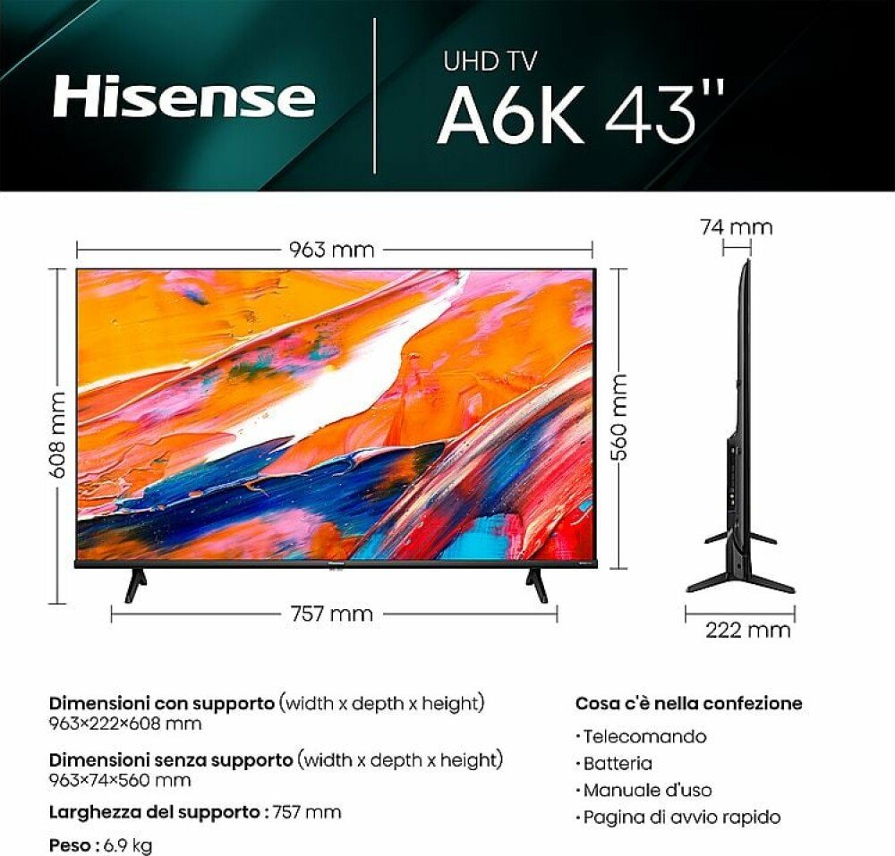 Televizorius HISENSE 43A6K - 8