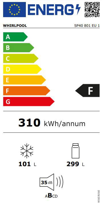 WHIRLPOOL Built-In Refrigerator SP40 801 EU 1, Width 69 cm,  Energy class F (old A+), 193.5 cm, Stop Frost (only feezer) - 6