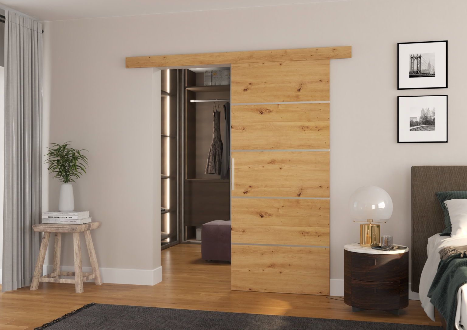 Stumdomos durys TONY 86, 86 x 205 cm, ąžuolo-0