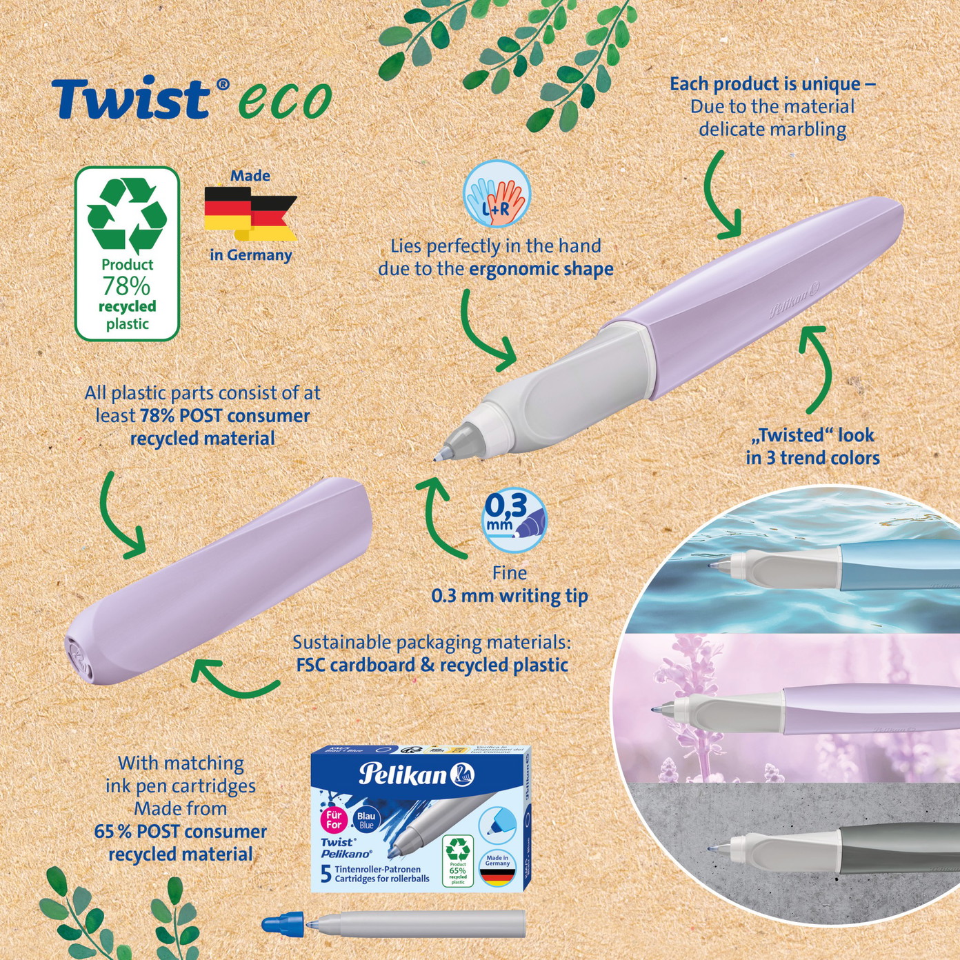 Šerdelės TWIST ECO rašikliui KM/5 mėlynos - 4