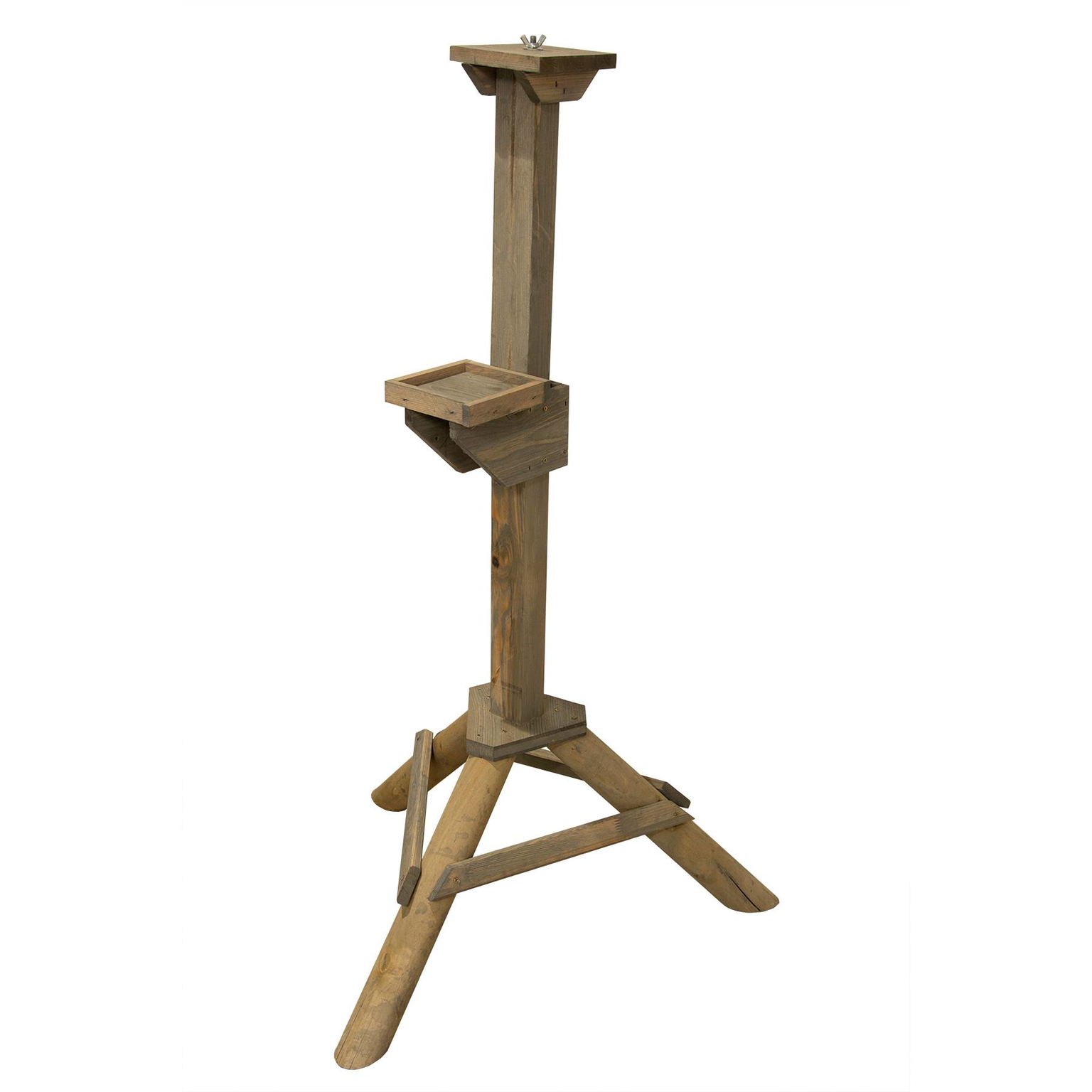 Medinis stovas lesyklėlei su papildoma lentynėle, pilkos spalvos-0