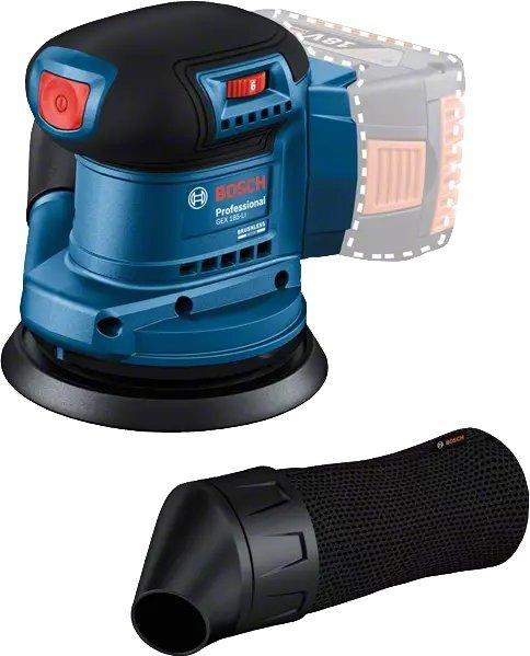 Akumuliatorinis ekscentrinis šlifuoklis BOSCH GEX 185-LI Solo, 18 V, 125 mm, be akumuliatoriaus-0
