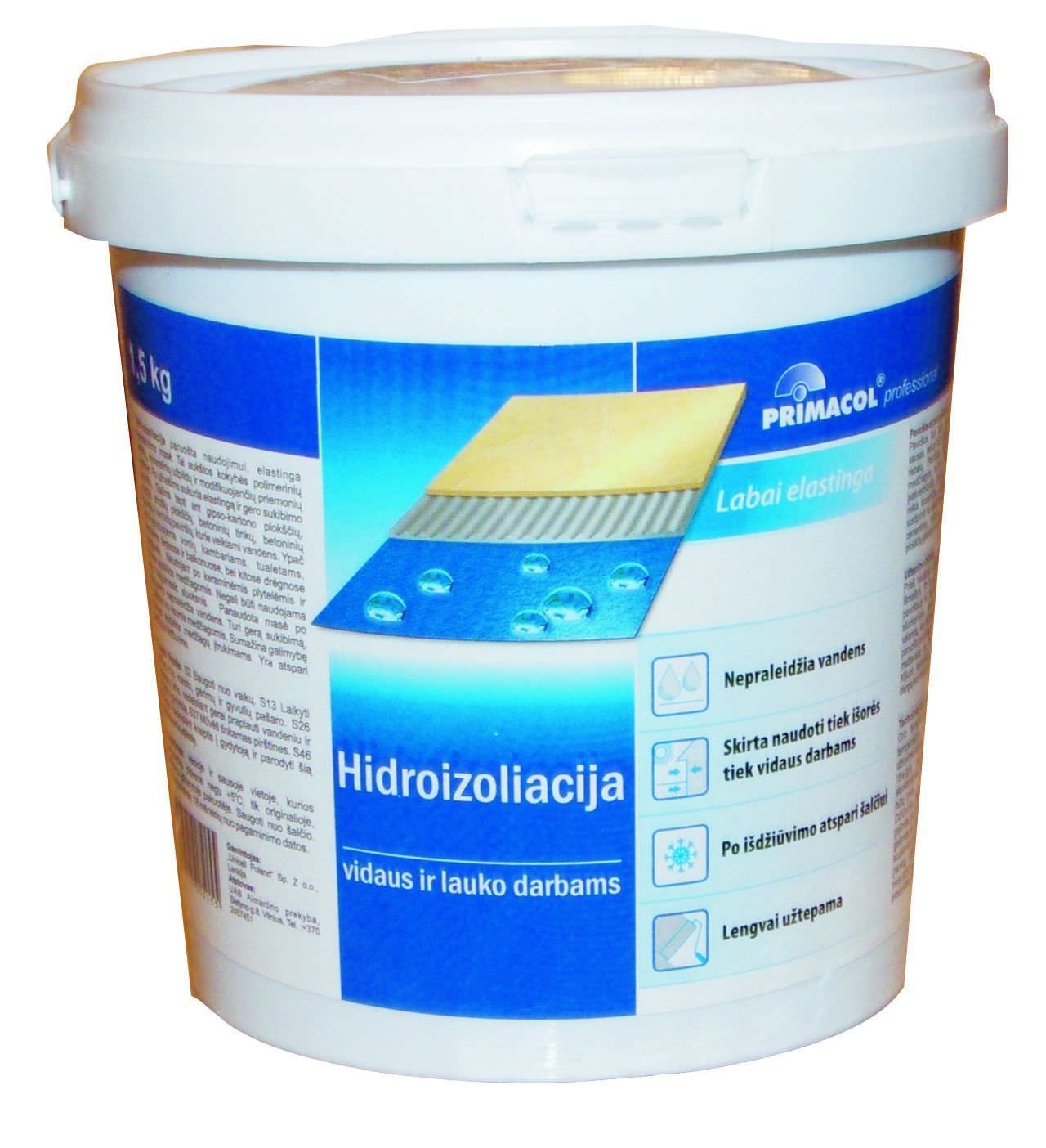 Hidroizoliacinė mastika PRIMACOL, 4,5 kg