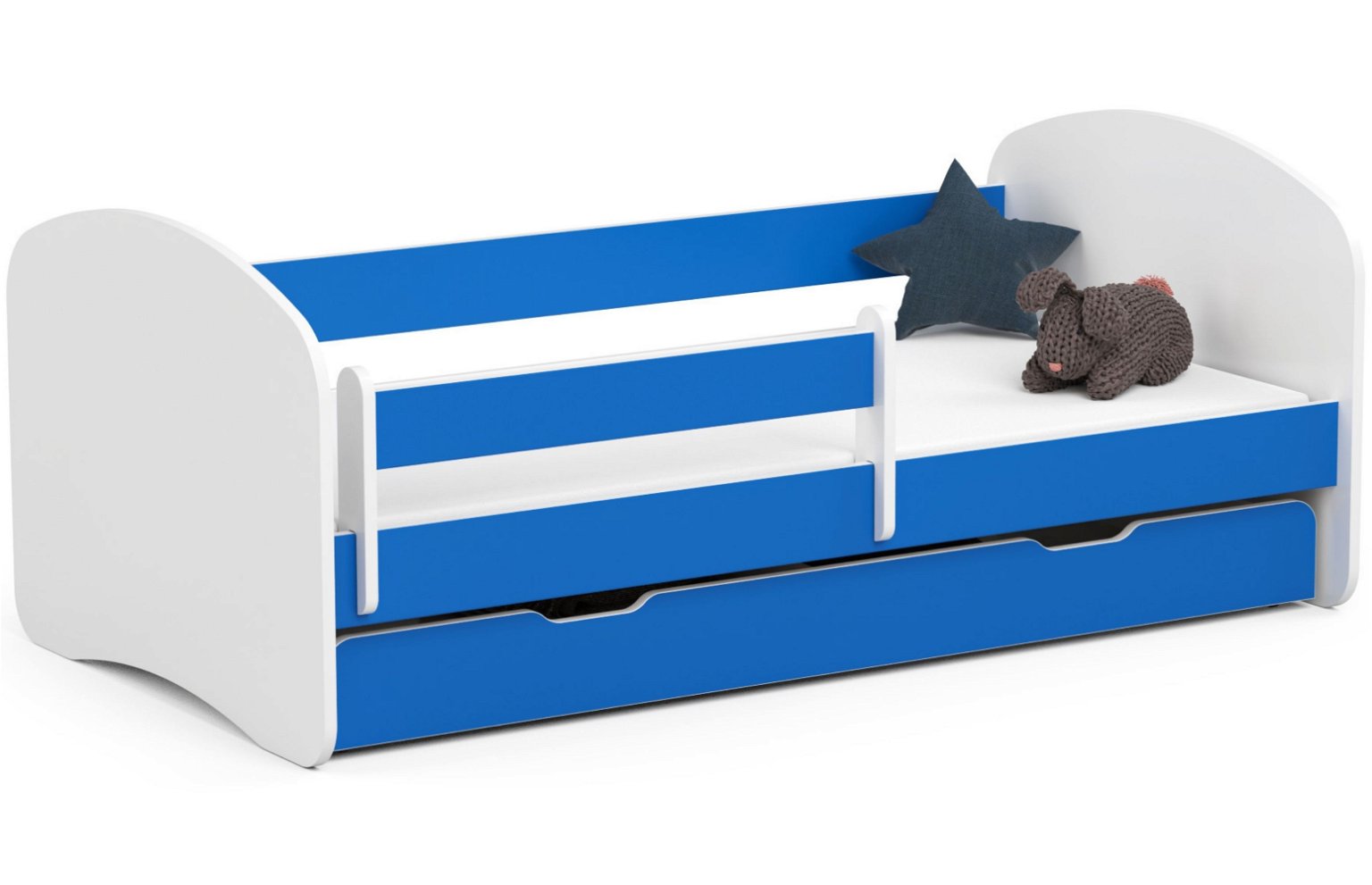 Vaikiška lova su čiužiniu SMILE, 160x80 cm, mėlyna