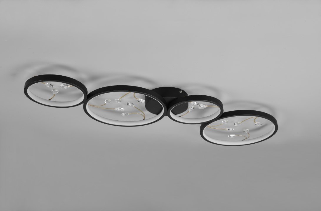 Lubinis LED šviestuvas TRIO Groovy, 37W, 3000K, 4600lm, juodos/aukso sp., 95 x 6 x 40 cm - 3