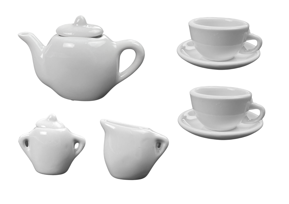Žaislinis porcelianinis arbatos servizas šventiniam dekoravimui - 5