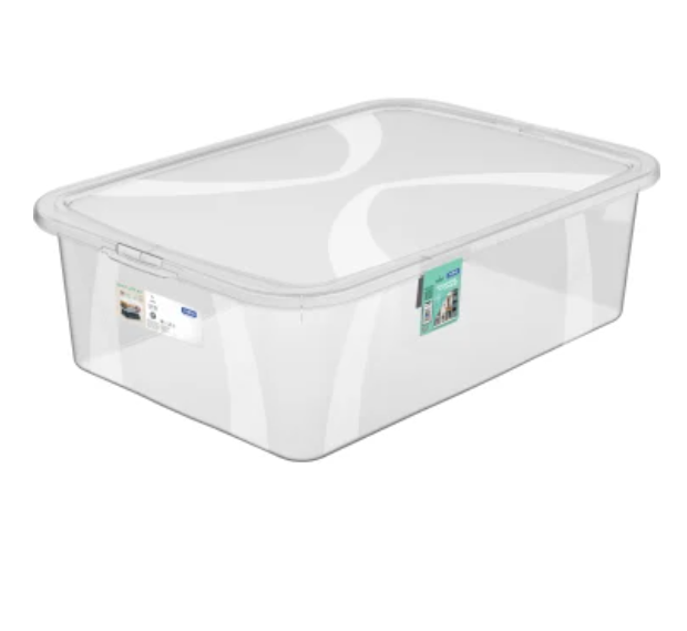 Plastikinė daiktadėžė su dangčiu ROTHO LONA, skaidri, 57.1 x 39.2 x 16.6 cm, 29 l-0