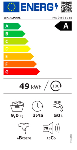 Skalbimo mašina Whirlpool FFD 9469 BV EE, 9 kg, balta-2