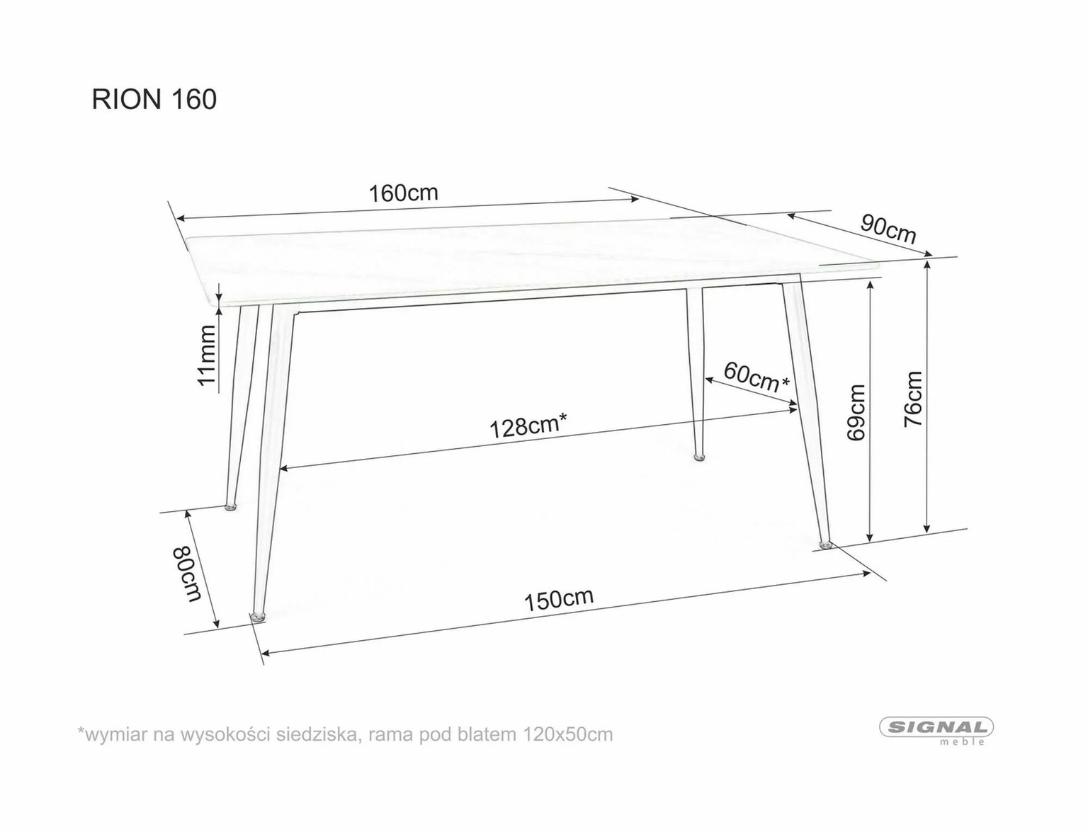 Valgomojo stalas RION, 160x90 cm-1
