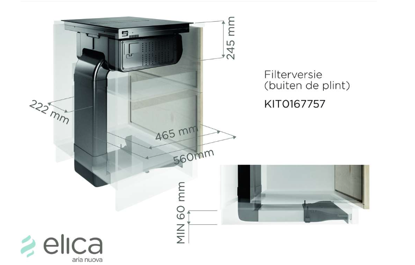 Gartraukio priedas ELICA Recycling kit plinth-out for Nikolatesla FIT / FIT 3Z / FIT XL / PRIME S / ALPHA, su filtrais-0
