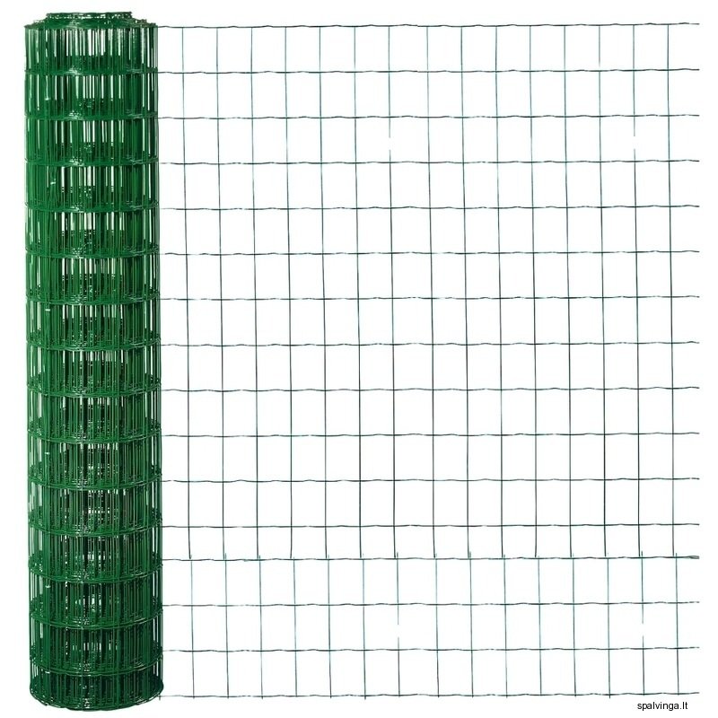 Tvoros tinklas, virintas, PVC, žalios sp., 75 x 50 x 2,6 mm x 1,5 x 25 m