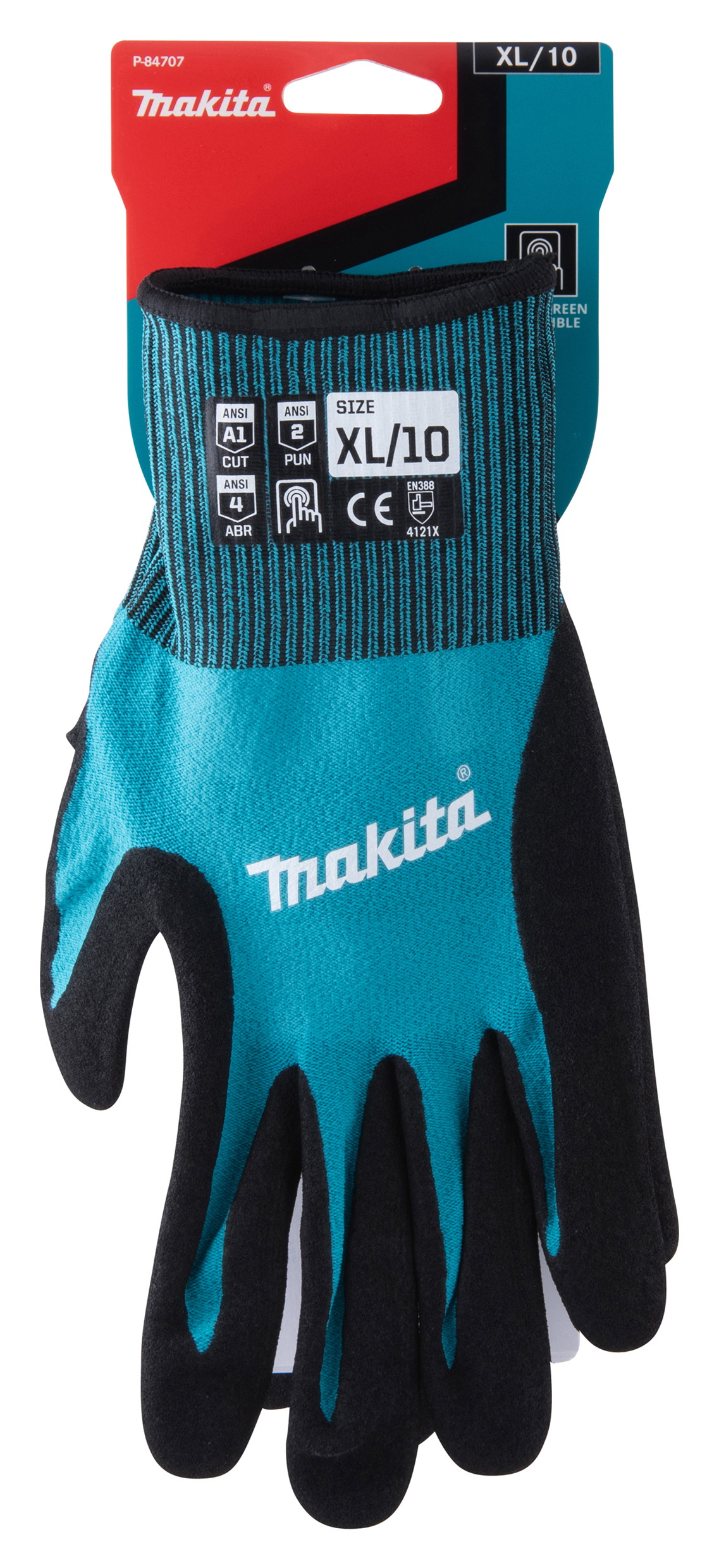 Darbo pirštinės Makita su TOUCH SCREEN medžiaga liečiamiems ekranams, XL dydis-0