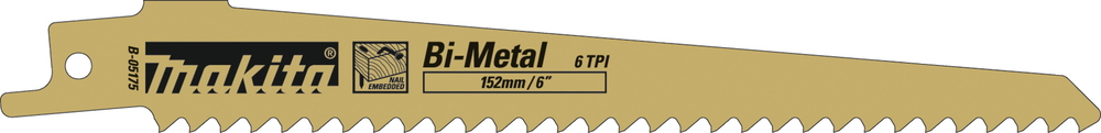 Tiesinio pjūklo pjūkleliai MAKITA, 152 mm, 6 TPI, BIM, metalui, medienai su vinimis, 5 vnt.-0
