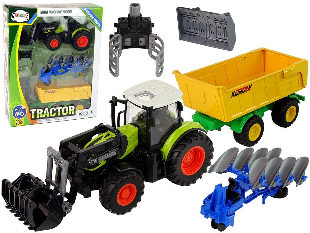 Žaislų rinkinys: traktorius su priedais