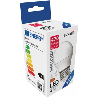 LED lemputė AVIDE, E27, G45, 4,5W (=40W), 6400K, 220-240V, 470 lm-1