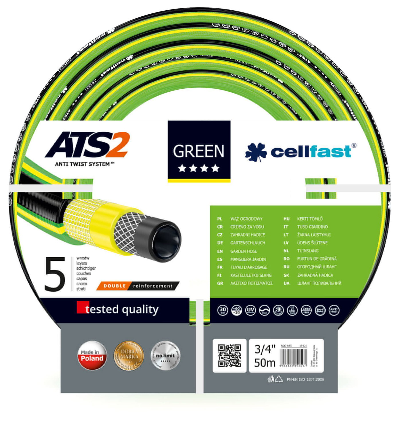 Plastikinė laistymo žarna GREEN ATS, penkių sluoksnių, 3/4, 50 m-0