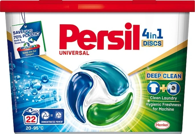Skalbimo kapsulės PERSIL DISCS Universal, 22 vnt