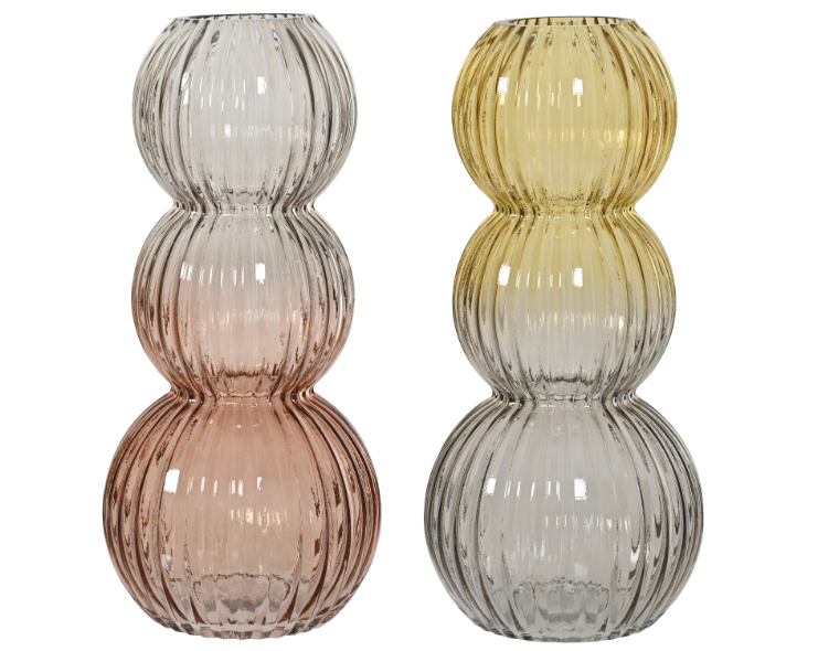 Stiklinė vaza BUBBLE, gelsvos/rausvos sp., 2 rūšys, 15 x 33 cm, 1 vnt-0