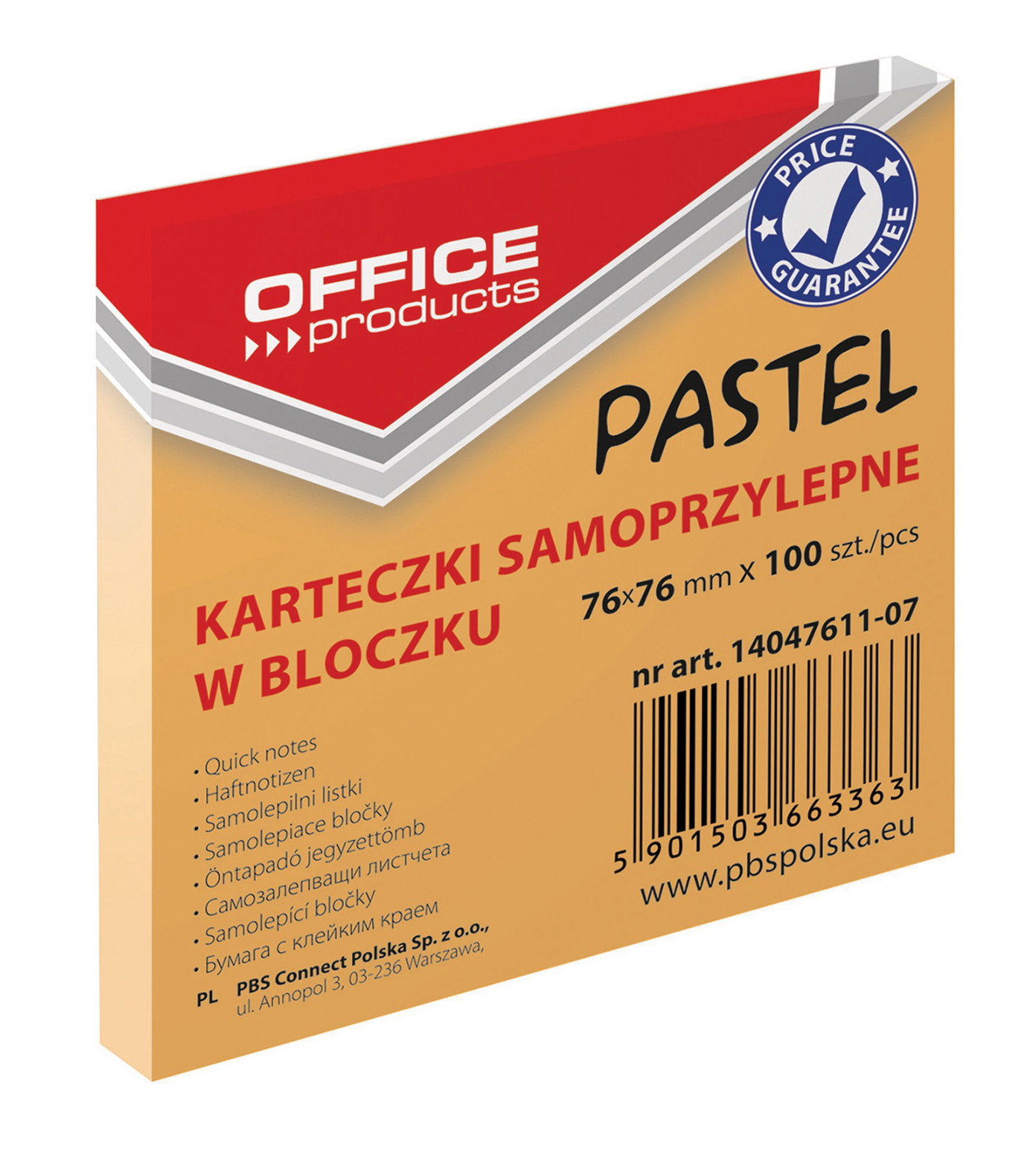 Lipnūs lapeliai Office Products, 76x76mm, 100 vnt, oranžiniai-0