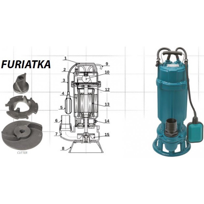 Fekalinis siurblys su smulkintuvu IBO Furiatka 370, 8 m-200l/min-370 W-1