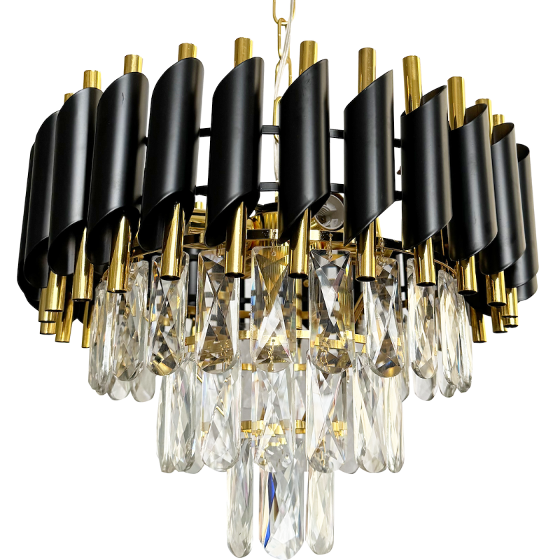 Pakabinamas šviestuvas MILAGRO CRISTAL, 5xE14, juodos/auksinės sp., ø38 cm-1