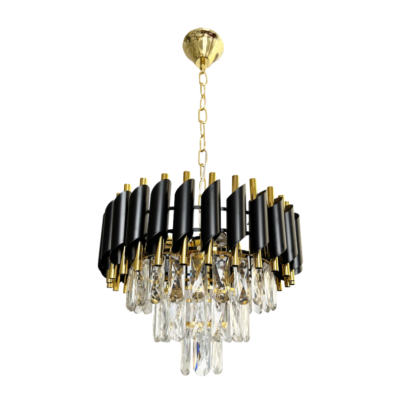 Pakabinamas šviestuvas MILAGRO CRISTAL, 5xE14, juodos/auksinės sp., ø38 cm-0