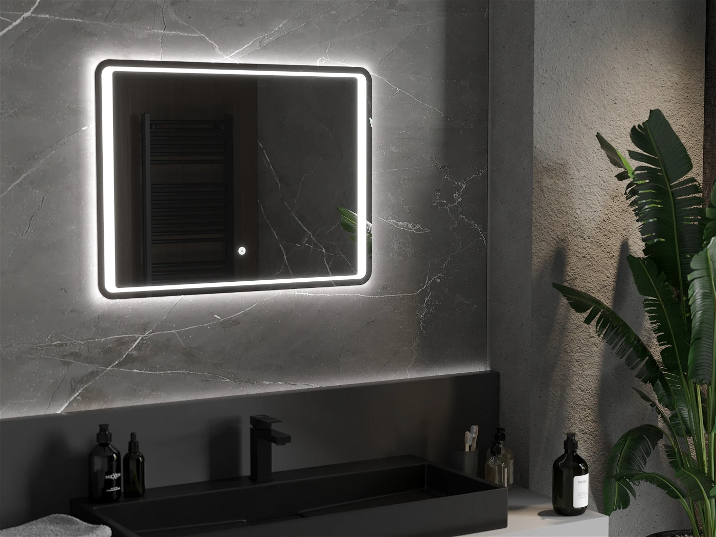Vonios veidrodis Mexen Zusa su LED apšvietimu ir šildymo kilimėliu, 80 x 60 cm - 2
