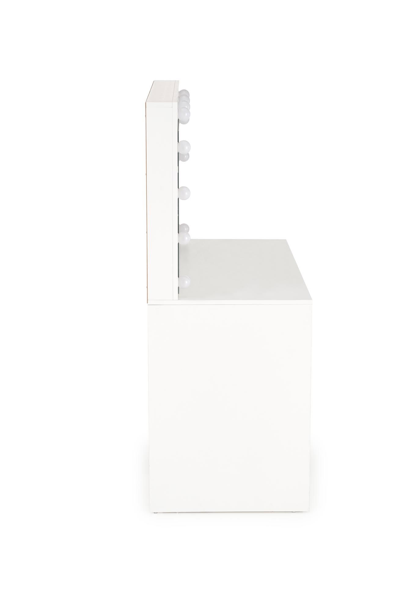 Kosmetinis staliukas HOLLYWOOD XL su veidrodžiu, baltas - 6