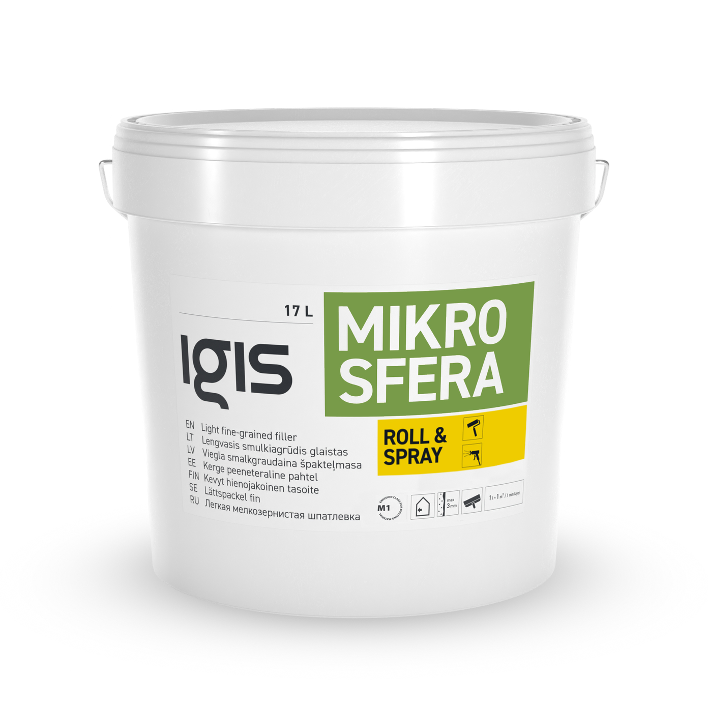 Smulkiagrūdis glaistas IGIS MIKROSFERA S, Purškimui arba volavimui, 17 l-0