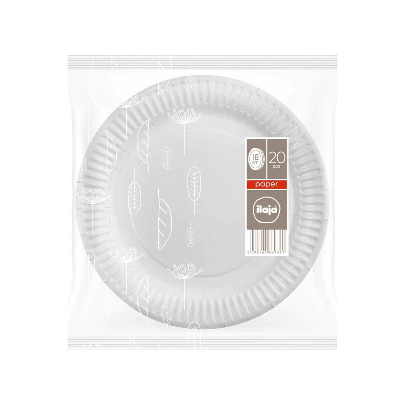Vienkartinės lėkštės ILAJA WHITE, 18 cm, 20 vnt-0
