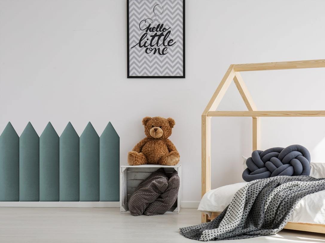 Minkštos tekstilinės sienų dangos SOFTI 60x15, šalavijo spalvos, kampuotos formos - 3