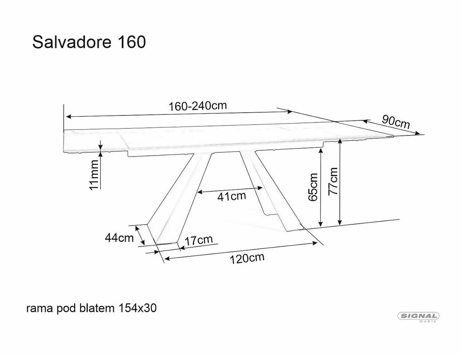 Valgomojo stalas SALVADORE, 160(240) x 90 cm-1