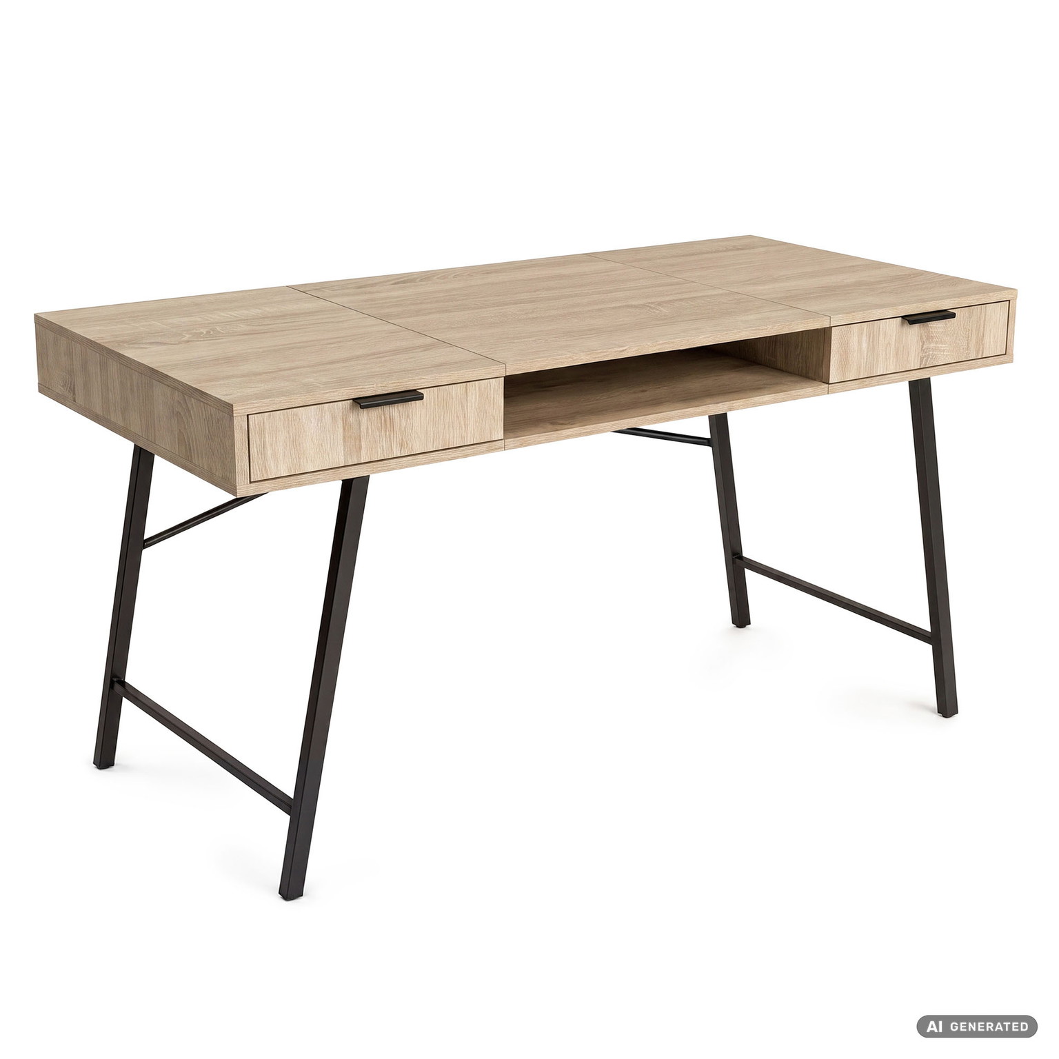 Rašomasis stalas su stalčiais Akord Furniture Factory Arden, 120 cm x 50 cm, 80.5 cm, juoda sp./sonoma ąžuolo sp. - 1