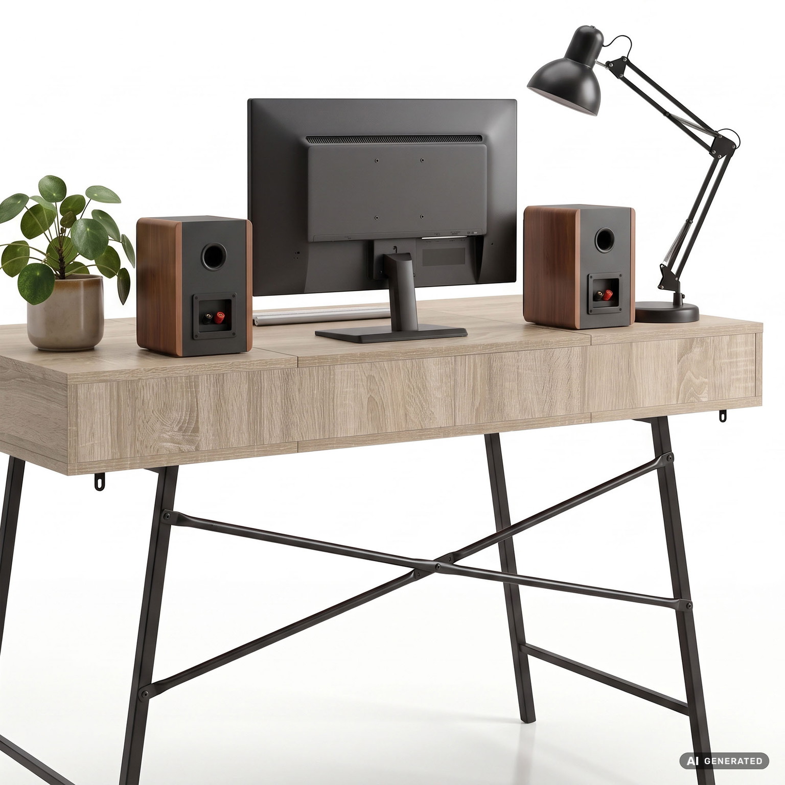 Rašomasis stalas su stalčiais Akord Furniture Factory Arden, 120 cm x 50 cm, 80.5 cm, juoda sp./sonoma ąžuolo sp. - 4
