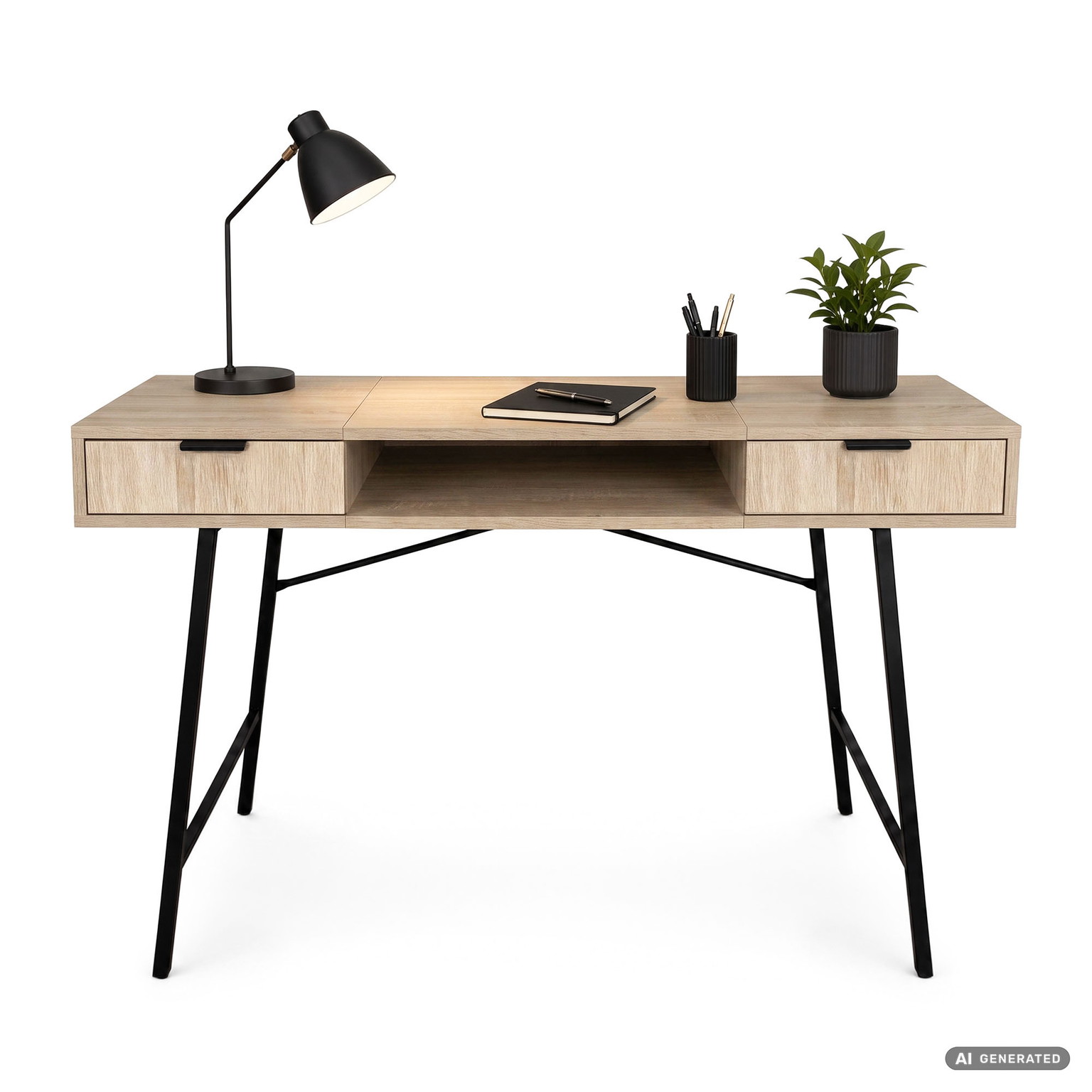 Rašomasis stalas su stalčiais Akord Furniture Factory Arden, 120 cm x 50 cm, 80.5 cm, juoda sp./sonoma ąžuolo sp. - 2