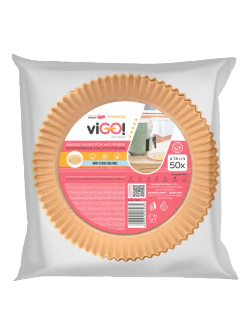 Karšto oro gruzdintuvės kepimo popierius VIGO! PREMIUM, 16 cm, 50 vnt-0