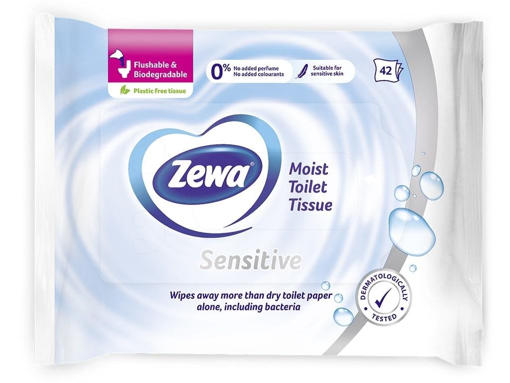 Šlapias tualetinis popierius ZEWA Pure, 42 vnt.