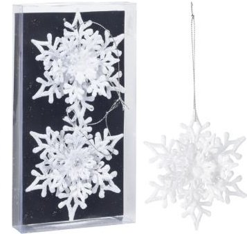 Kalėdinių eglės dekoracijų rinkinys SNOWFLAKE, sidabrinės sp., 11 cm, 2 vnt